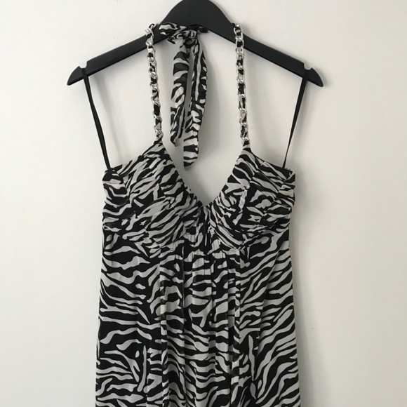 100% Silk Zebra Print A-Line Evening Dress - Picture 2 of 12